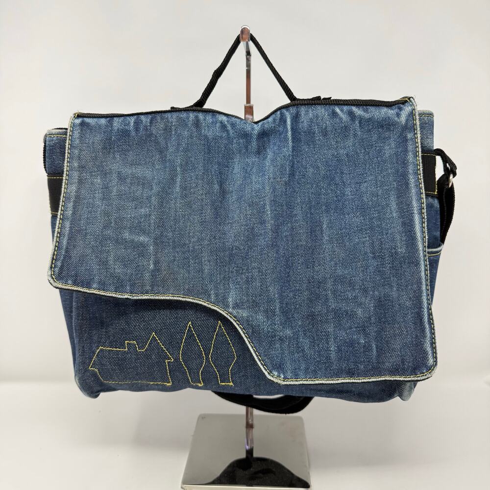 Paul Frank Denim Messenger Bag Blue Adjustable Strap Y2K Skater Streetwear